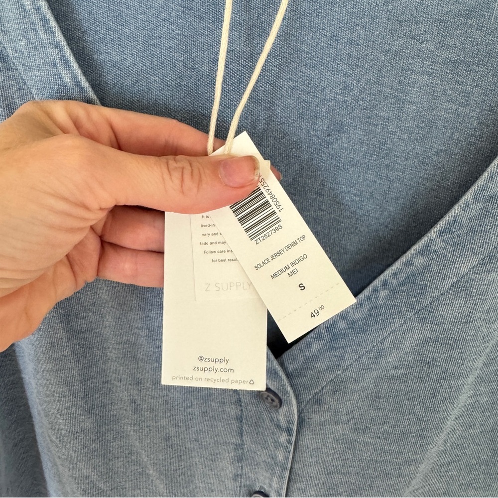 Z Supply Light Blue Sleeveless Button Tank - Picture 3 of 5